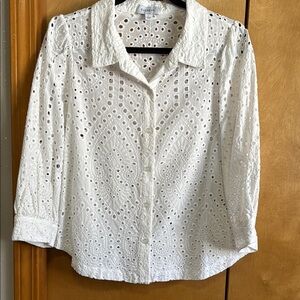 Evereve White Boxy Notched Collar Button Down Shirt